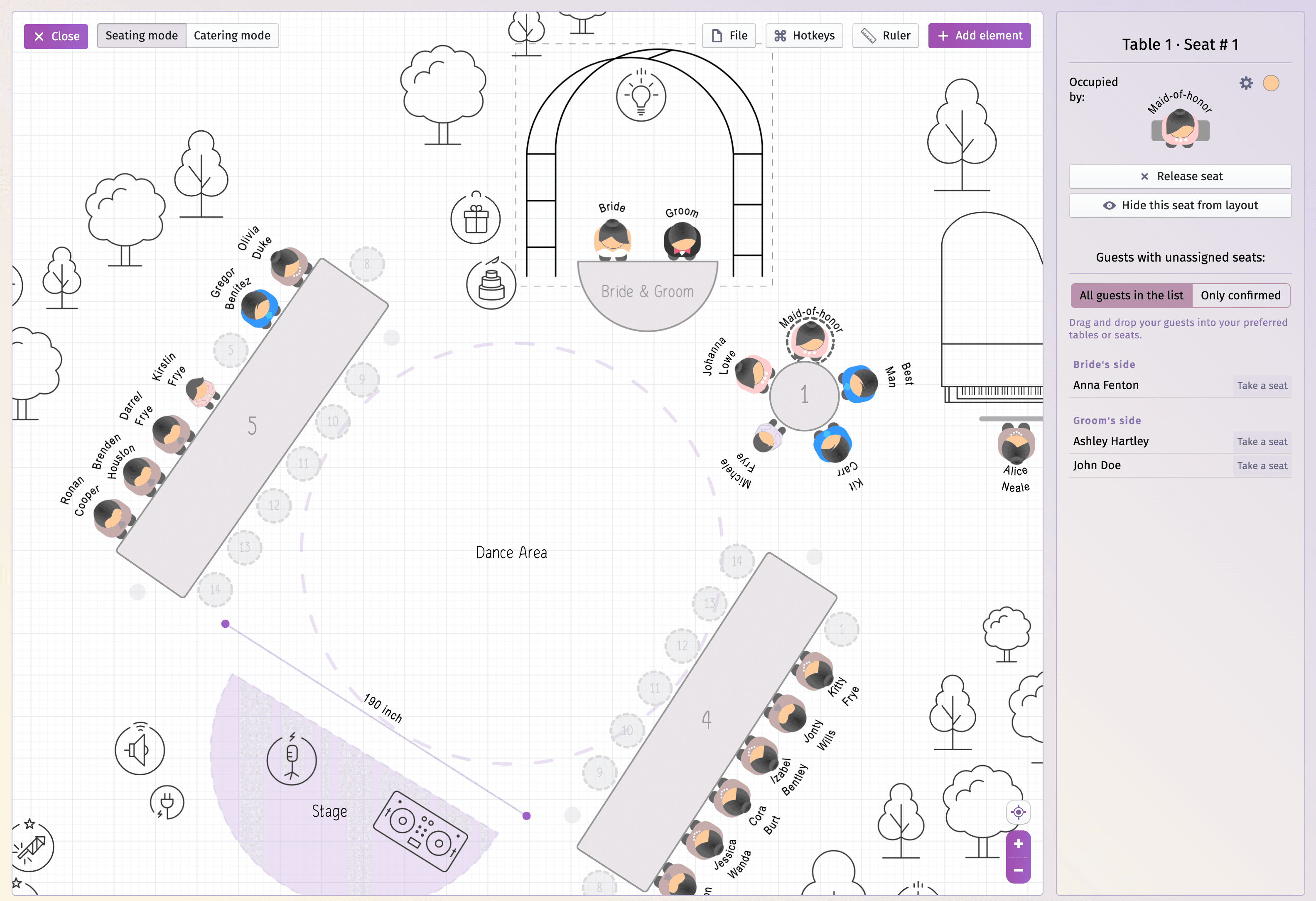 Wedding seating chart application